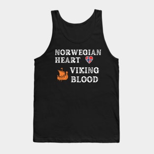 Norwegian Heart Viking Blood. White text.  Gift ideas for historical enthusiasts. Tank Top